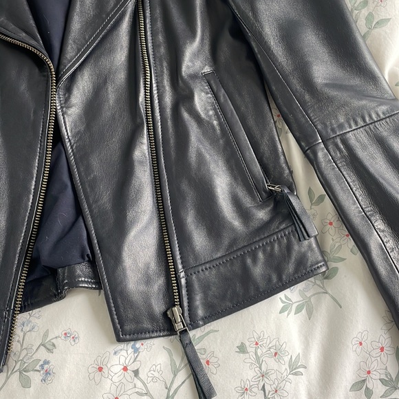 Black/Navy Blue Leather Jacket - Picture 2 of 4